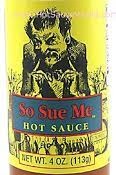 So Sue Me hot sauce bottle label.